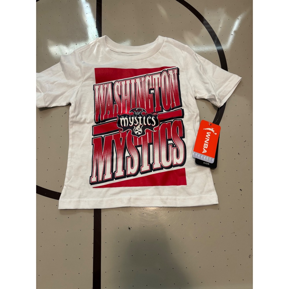 WNBA Washington Mystics Kids Graphic T-Shirt White Red Size S 4 100-110cm NWT